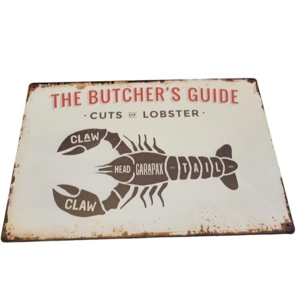 Metal Vintage Tin Sign Decor The Butcher's Guide For Restaurant Bar Pub Lobster